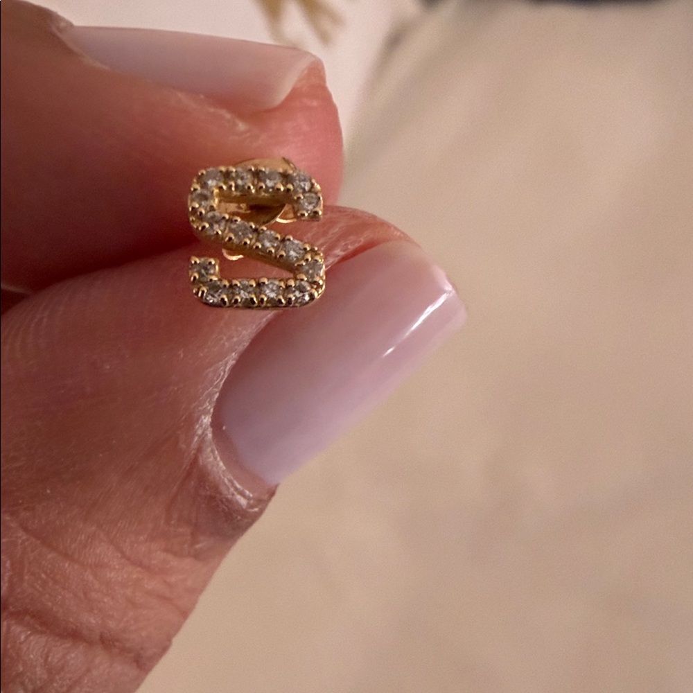 RCJ Jewels “S” Diamond Initial Earring 14K Yellow Gold